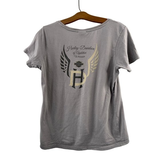 Harley Davidson Ride Free Short Sleeve T-Shirt Womens L Gray Printed Cotton - Picture 2 of 10
